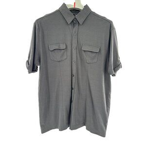 Murano Liquid Luxury Mens Gray Button-Down Shirt XL
